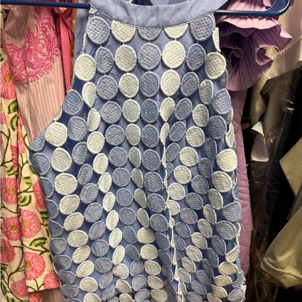 Umgee Light Blue Sleeveless Top with White Accents